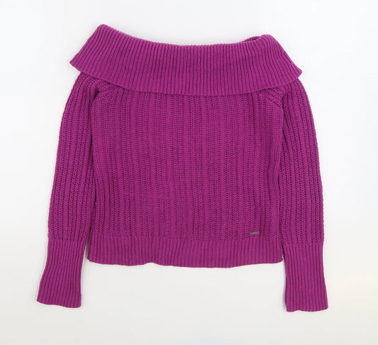 Hollister Womens Purple Roll Neck Polyester Pullover Jumper Size S