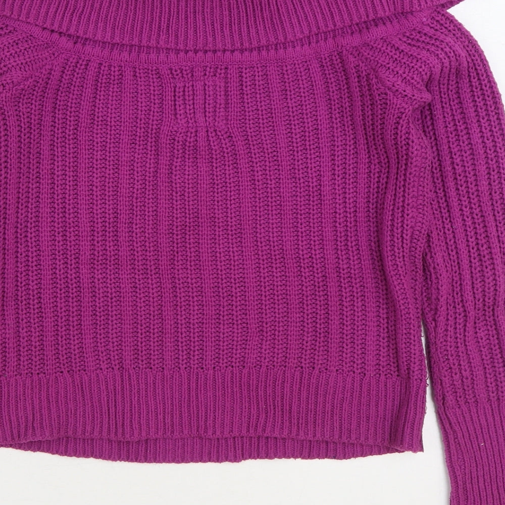 Hollister Womens Purple Roll Neck Polyester Pullover Jumper Size S