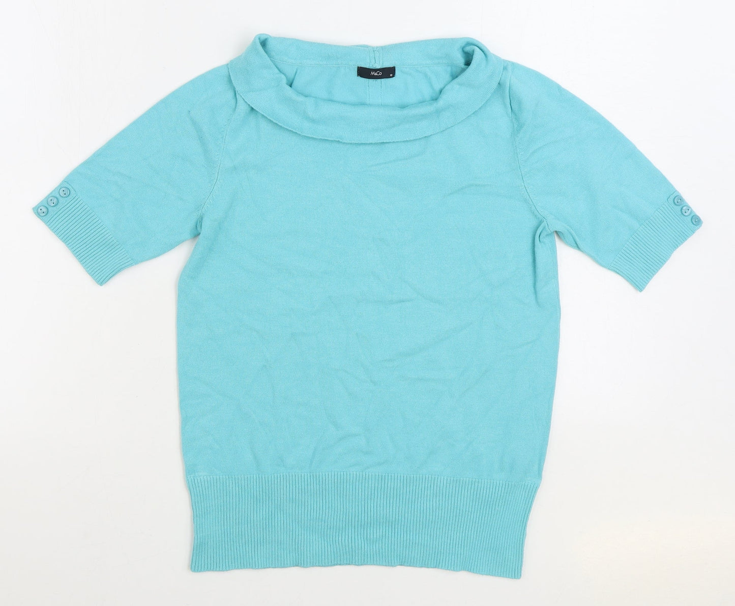 M&Co. Womens Blue Roll Neck Viscose Pullover Jumper Size 12
