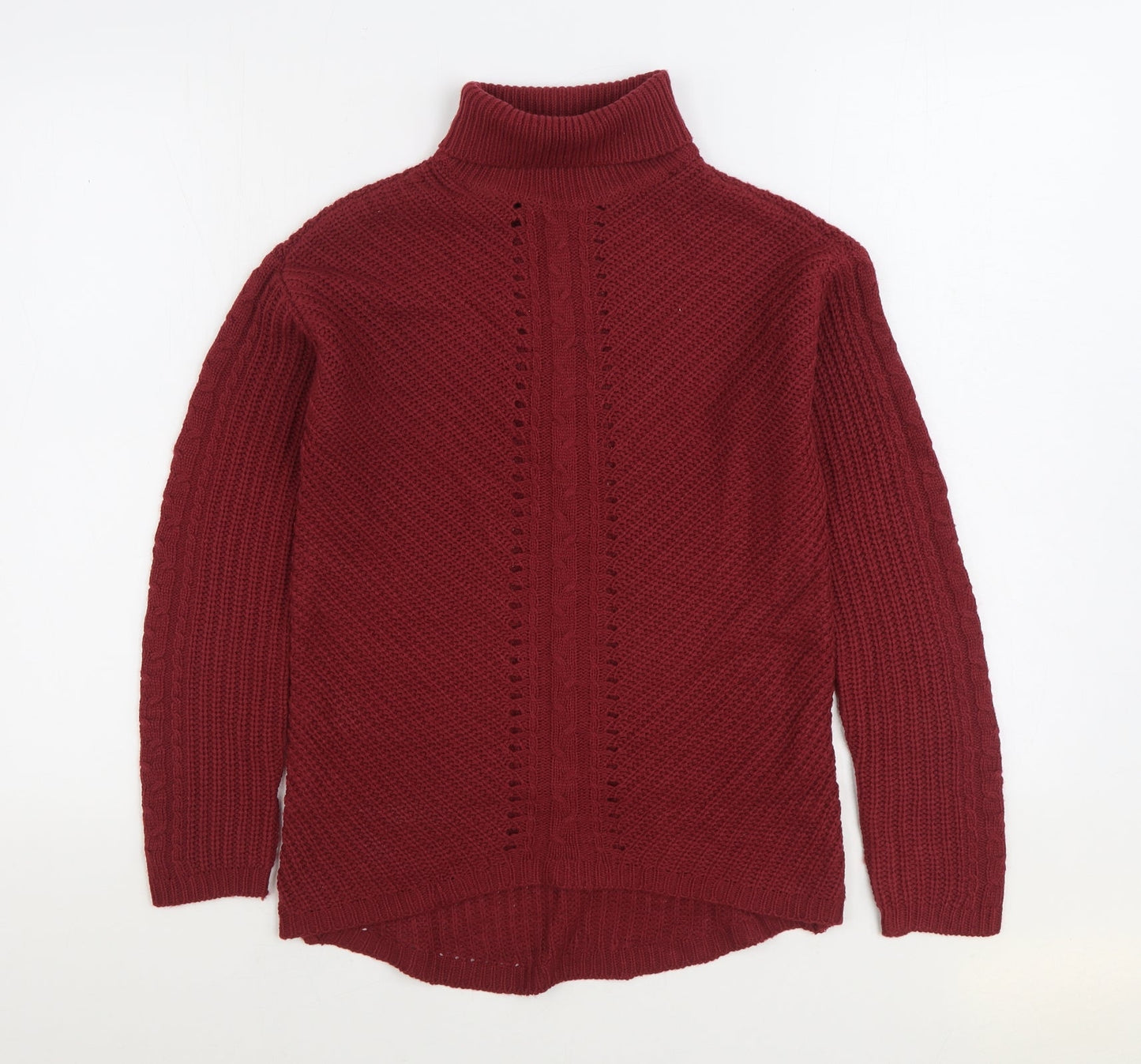 Select Womens Red Roll Neck Acrylic Pullover Jumper Size S