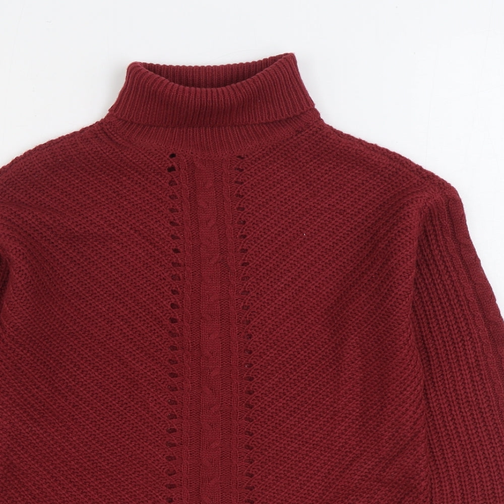Select Womens Red Roll Neck Acrylic Pullover Jumper Size S