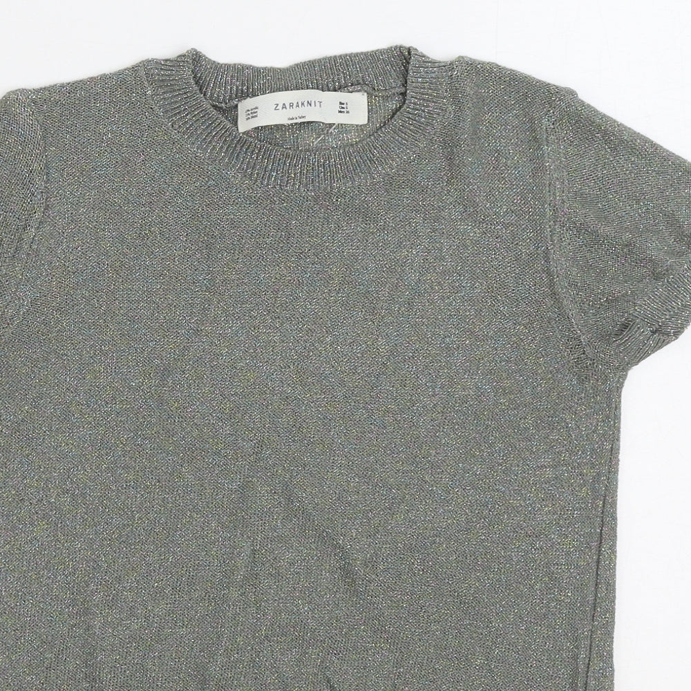 Zara Womens Multicoloured Round Neck Acrylic Pullover Jumper Size S - Sparkly