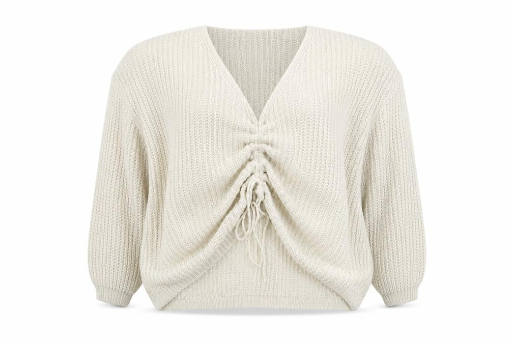 Luisa Ricci Womens Ivory V-Neck Acrylic Pullover Jumper Size M