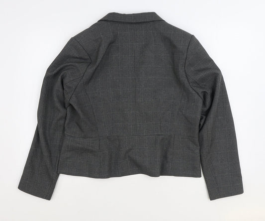Marks and Spencer Womens Grey Plaid Jacket Blazer Size 14 Button