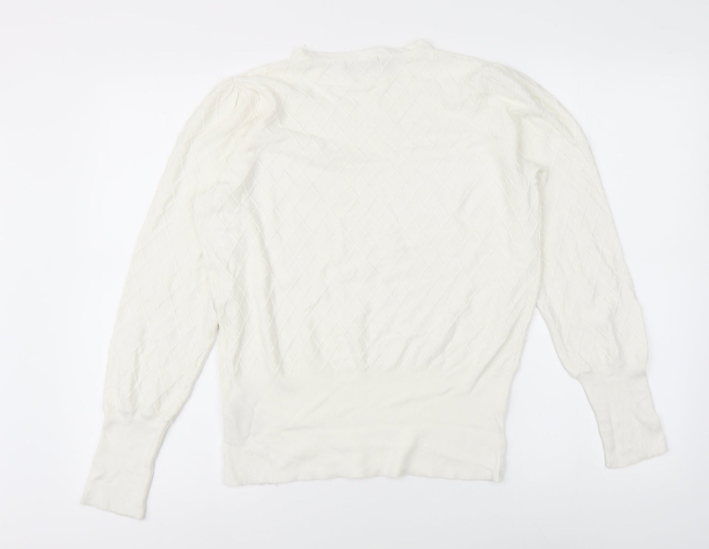 Marks and Spencer Womens White Round Neck Viscose Pullover Jumper Size 14