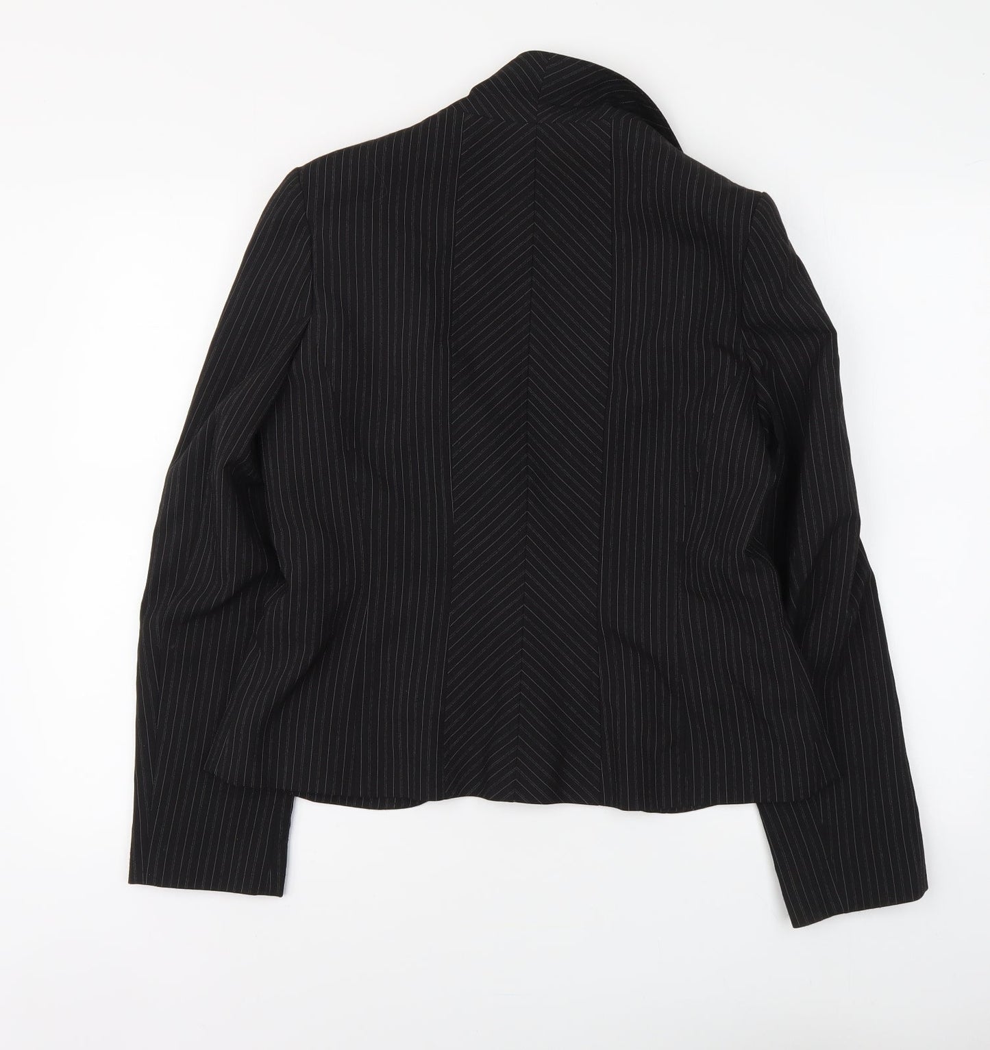 Evie Womens Black Striped Polyester Jacket Suit Jacket Size 16