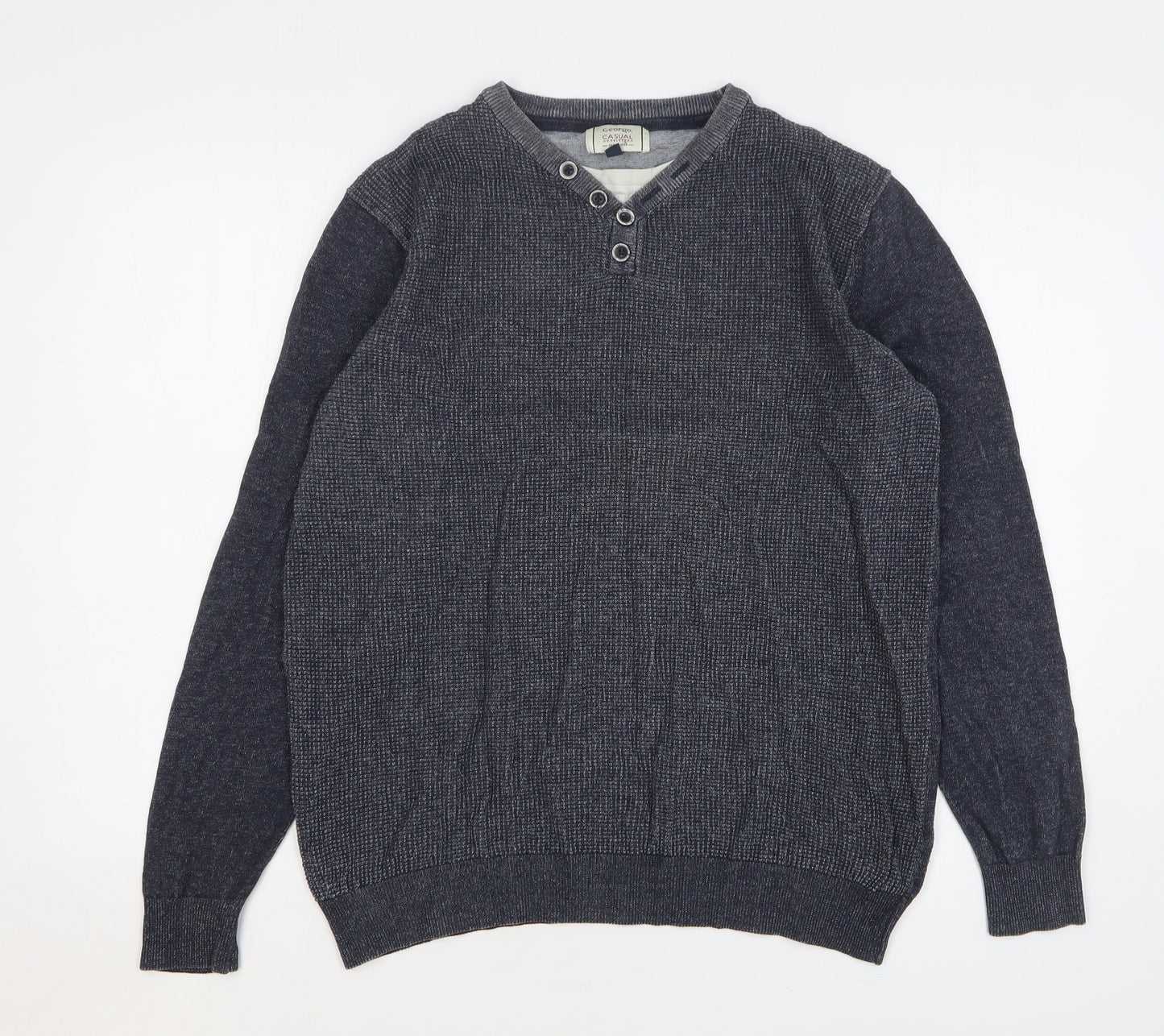 George Mens Blue Cotton Pullover Sweatshirt Size L