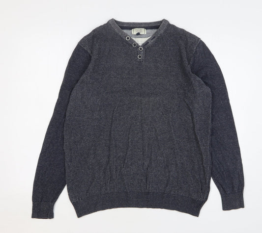 George Mens Blue Cotton Pullover Sweatshirt Size L