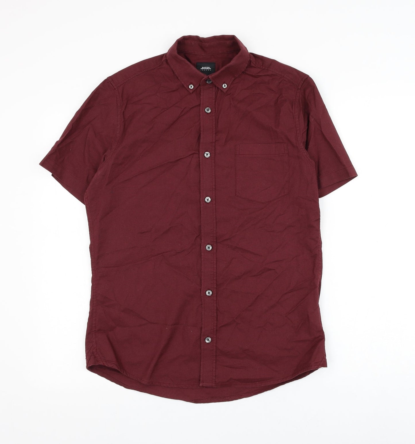 Burton Mens Red Cotton Button-Up Size S Collared Button