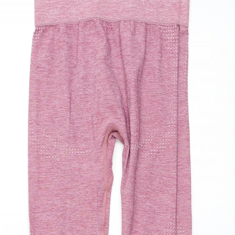 Preworn Womens Pink Polyester Compression Leggings Size 24 in L24 in Regular Pullover