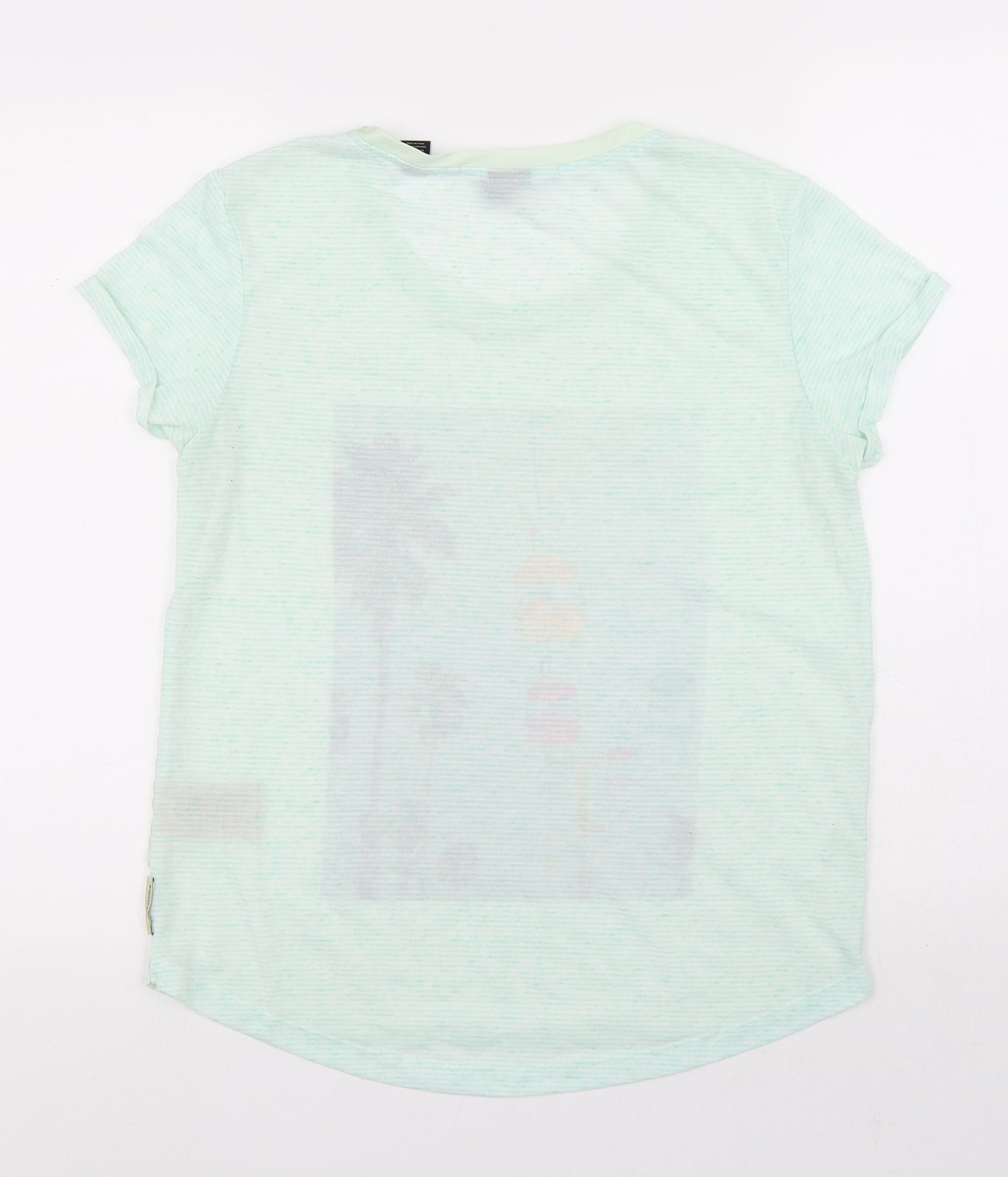 Maison Scotch Womens Multicoloured Striped Polyester Basic T-Shirt Size 4 Round Neck - Palm Trees