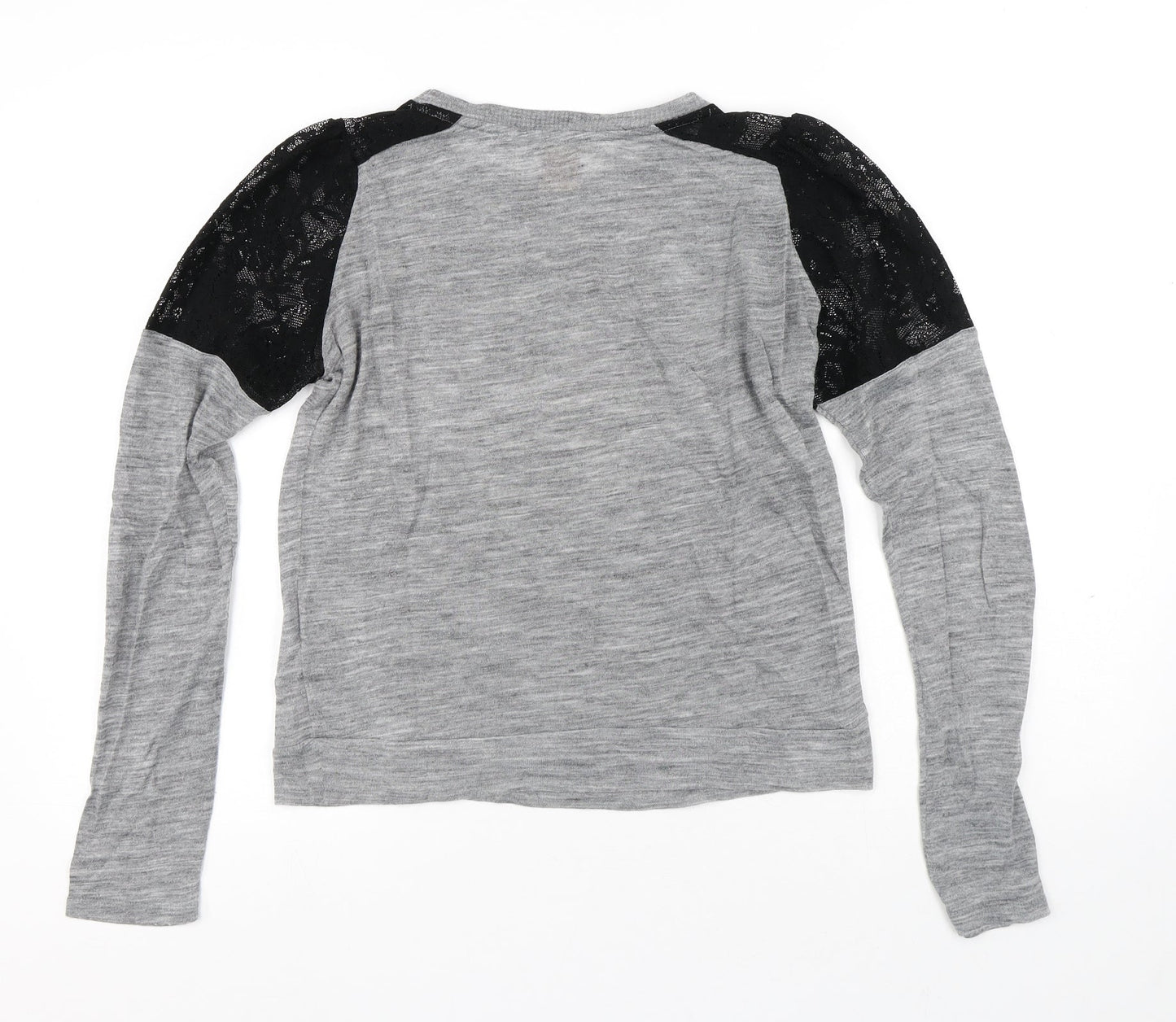 Zara Womens Grey Polyester Basic T-Shirt Size S Round Neck