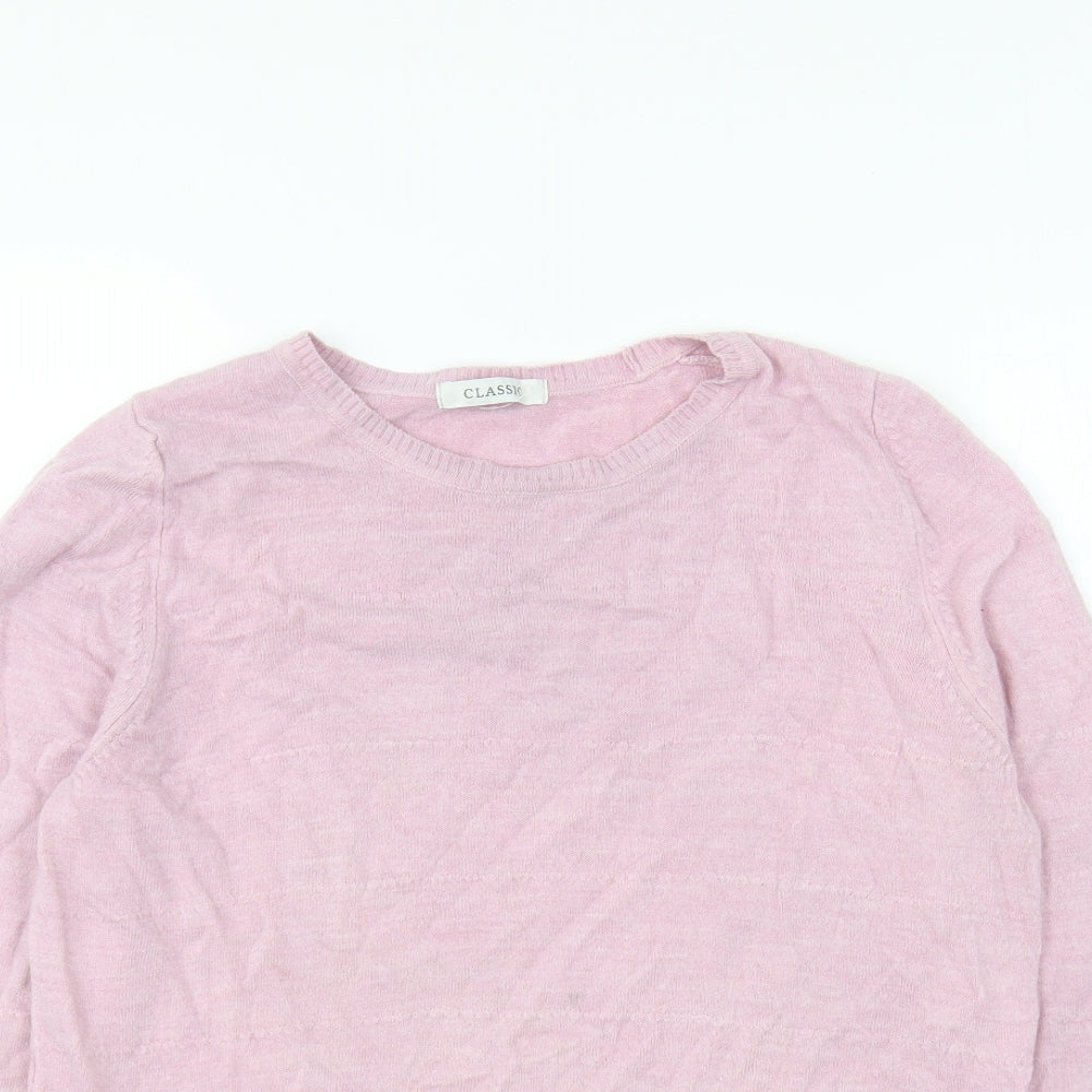 Marks and Spencer Womens Pink Round Neck Acrylic Pullover Jumper Size 14