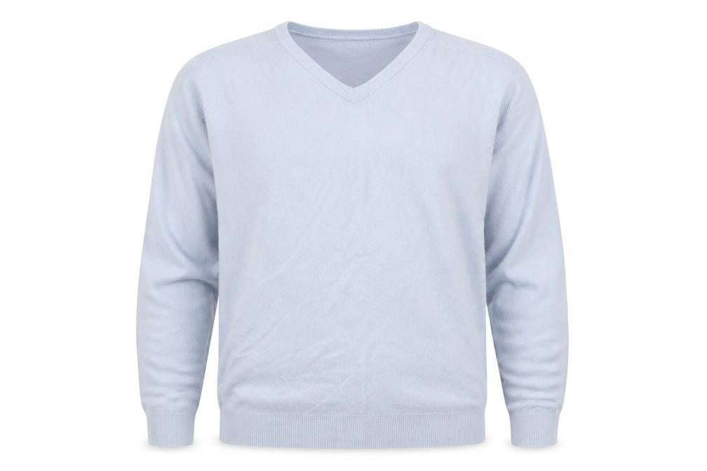 Marks and Spencer Mens Blue V-Neck Acrylic Pullover Jumper Size L