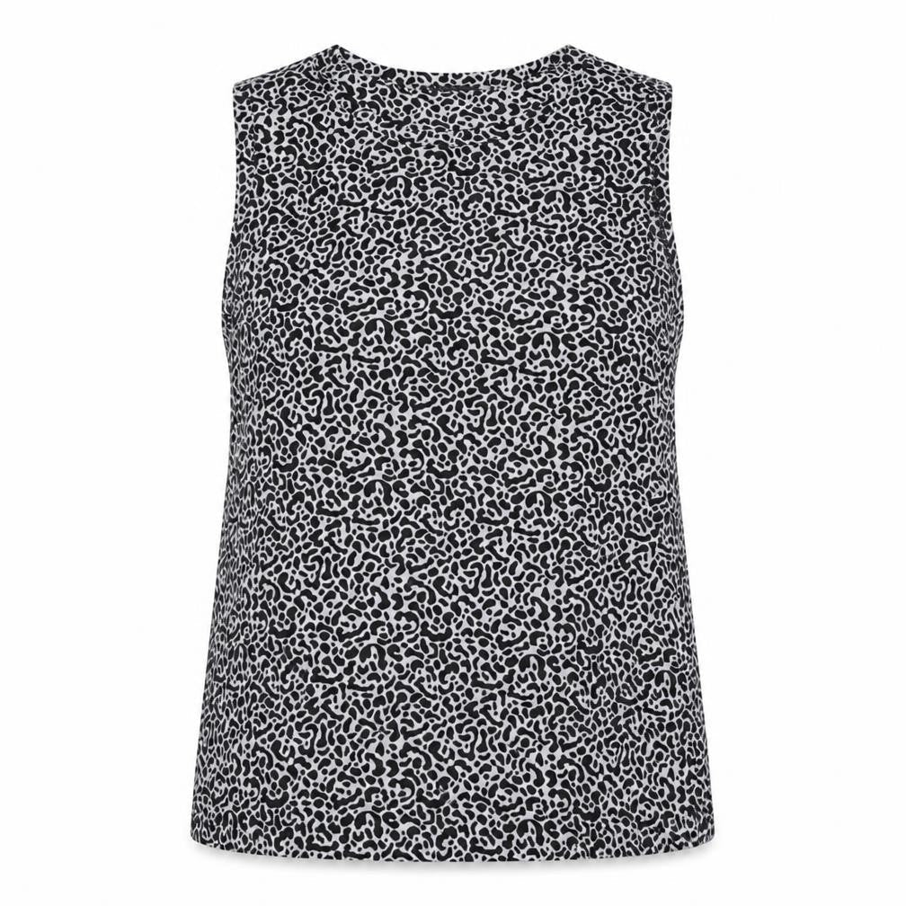 Marks and Spencer Womens Black Animal Print Polyester Basic Tank Size 10 Round Neck