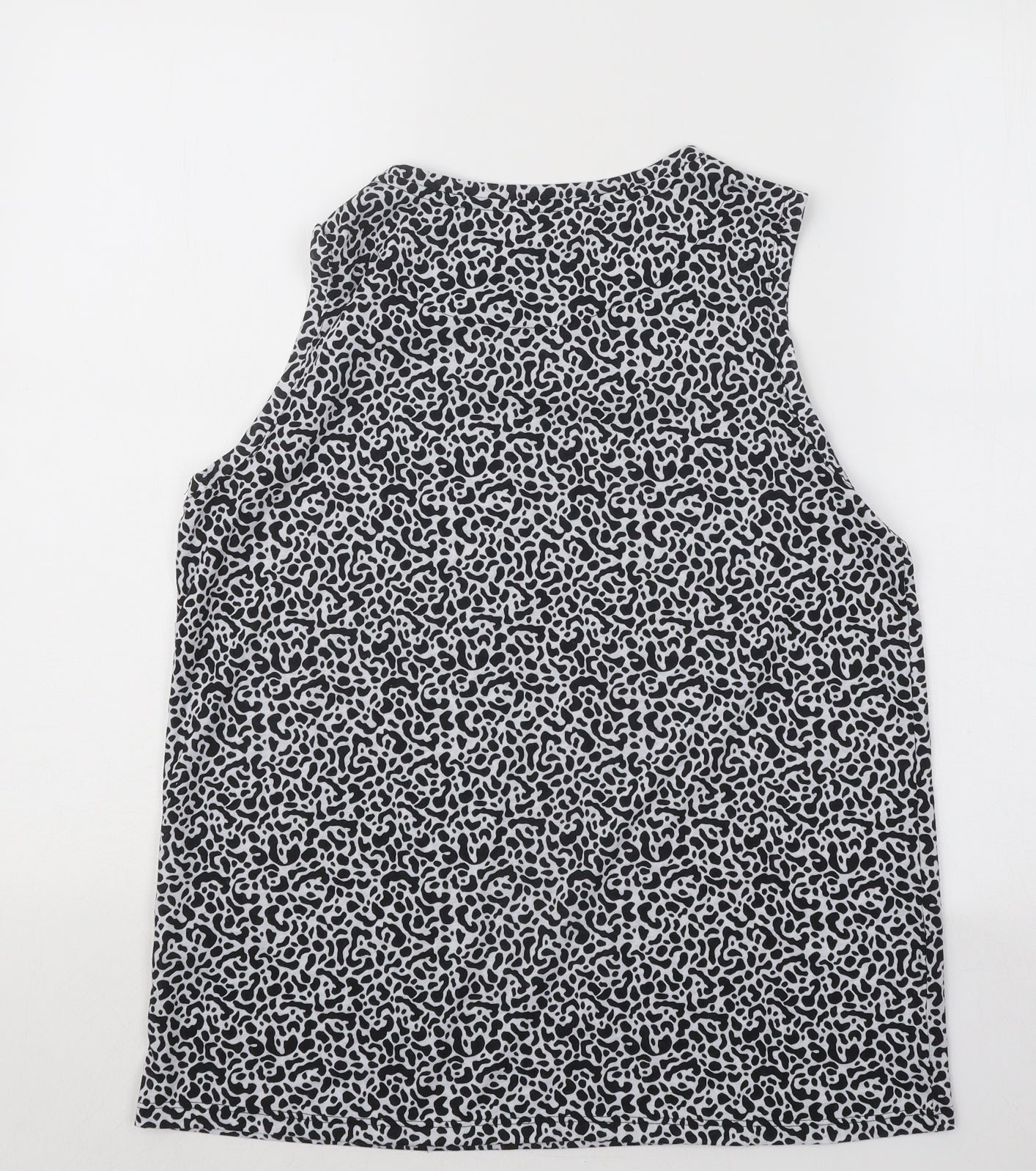 Marks and Spencer Womens Black Animal Print Polyester Basic Tank Size 10 Round Neck