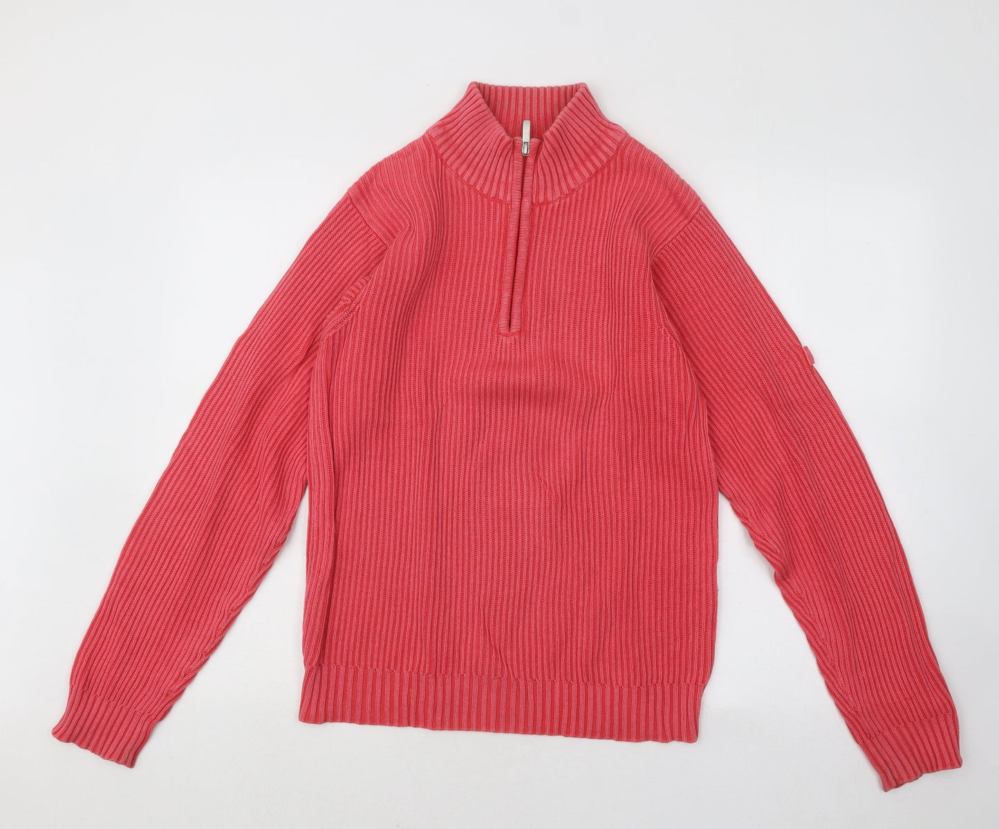 McGregor Womens Pink Mock Neck Striped Cotton Pullover Jumper Size S - Ribbed