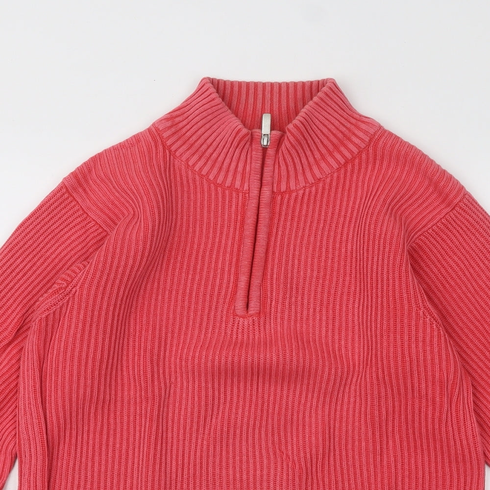 McGregor Womens Pink Mock Neck Striped Cotton Pullover Jumper Size S - Ribbed