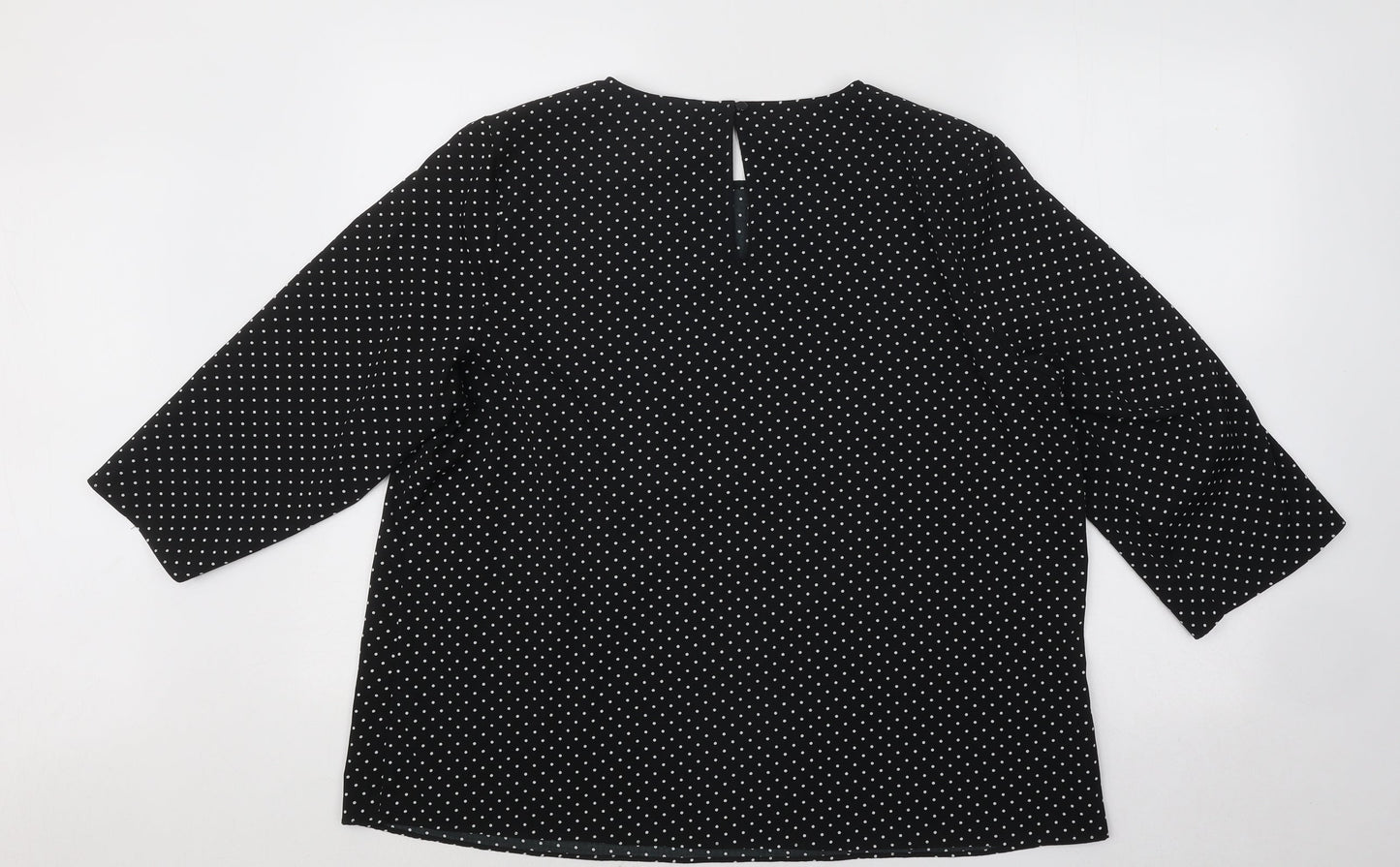 Dunnes Stores Womens Black Polka Dot Viscose Basic Blouse Size L Round Neck