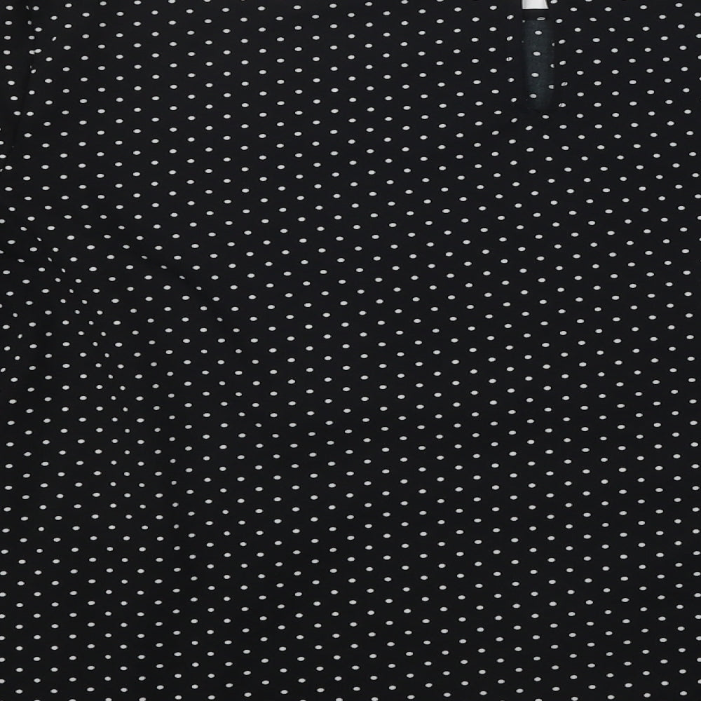 Dunnes Stores Womens Black Polka Dot Viscose Basic Blouse Size L Round Neck