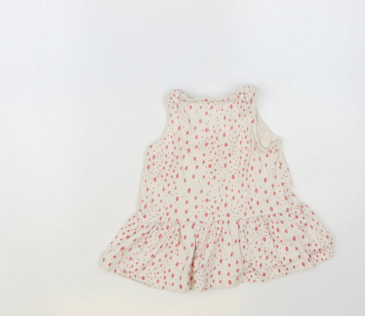 George Girls White Spotted Cotton Basic Tank Size 4-5 Years Round Neck Pullover