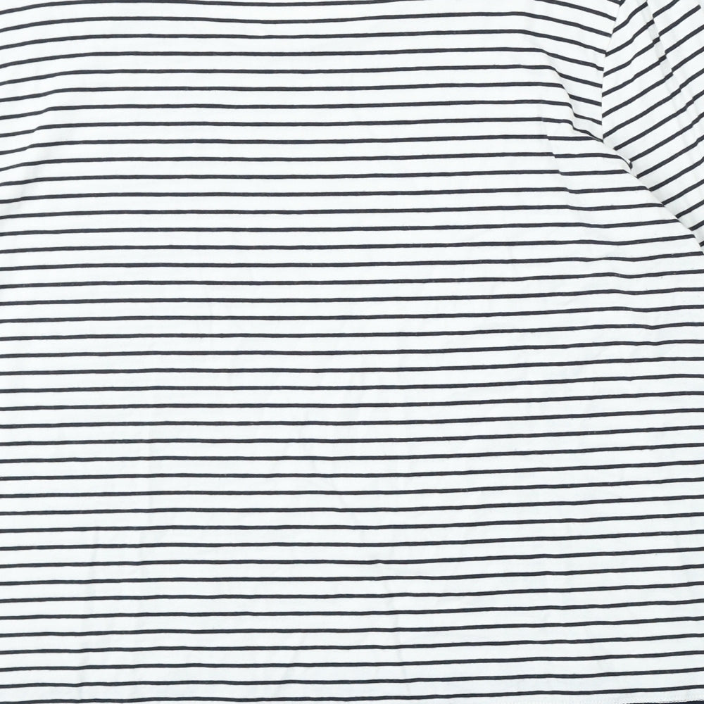 Betty Barclay Womens White Round Neck Striped Cotton Pullover Jumper Size M
