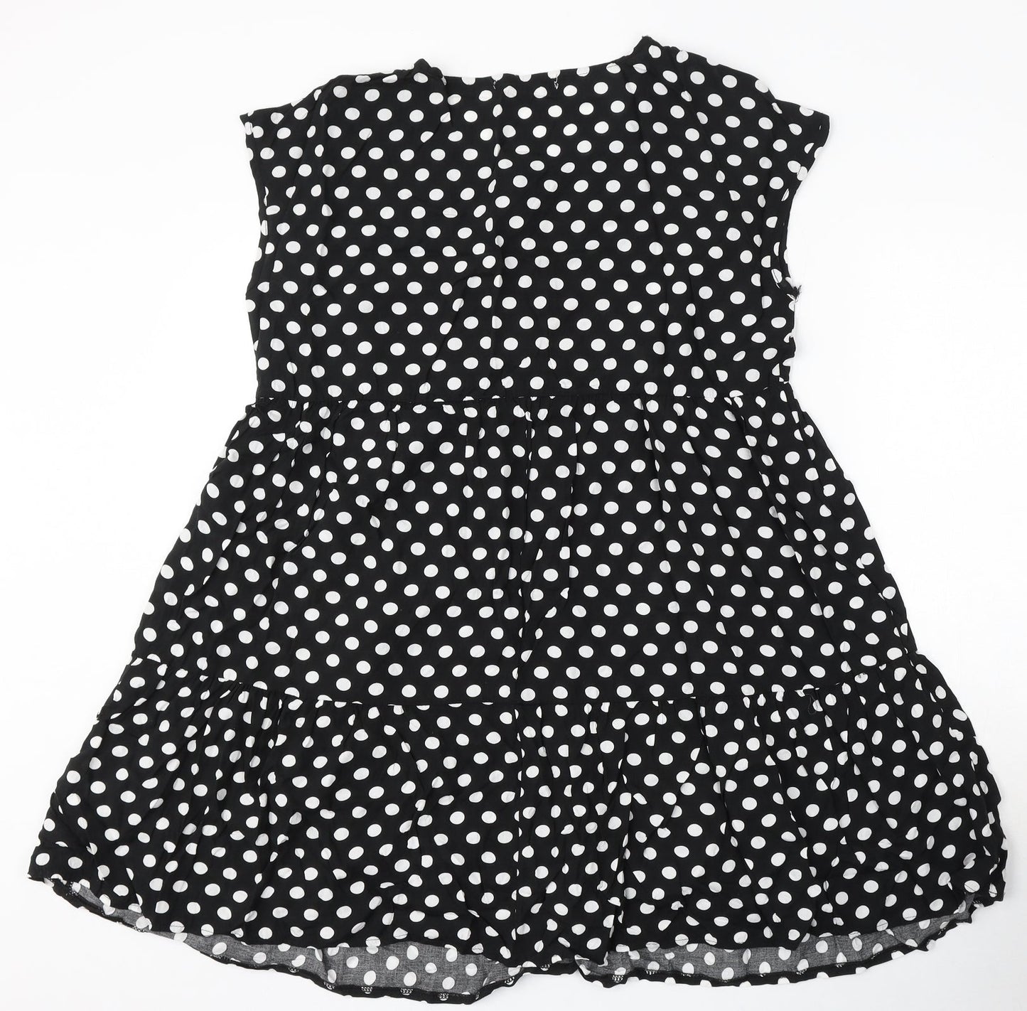 Mulaya Womens Black Polka Dot Viscose Skater Dress Size S Round Neck