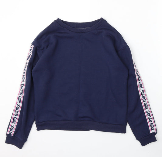 Dunnes Girls Blue Cotton Pullover Sweatshirt Size 12 Years - Girl Squad