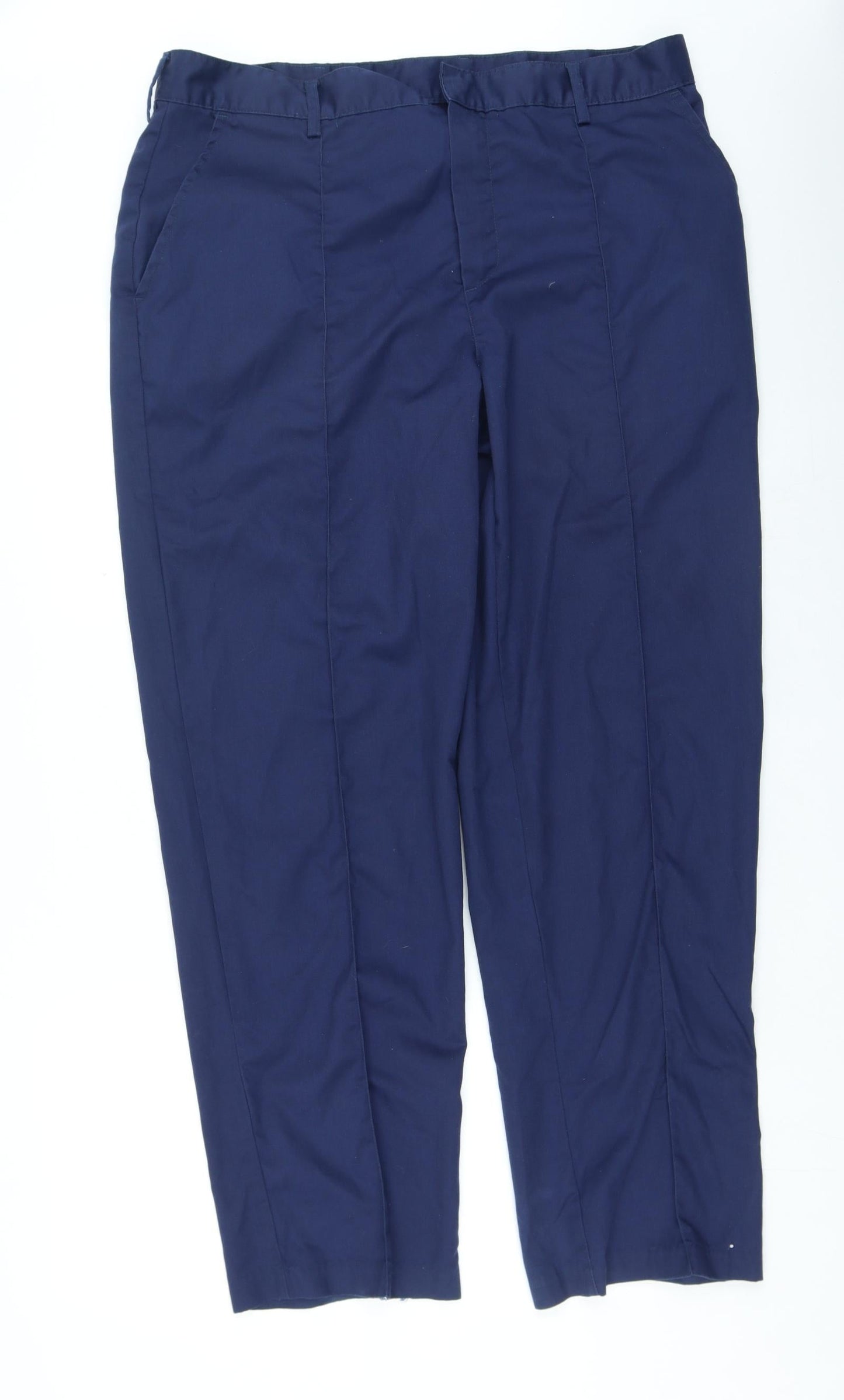 Preworn Womens Blue Polyester Trousers Size 38 in L32 in Regular Zip