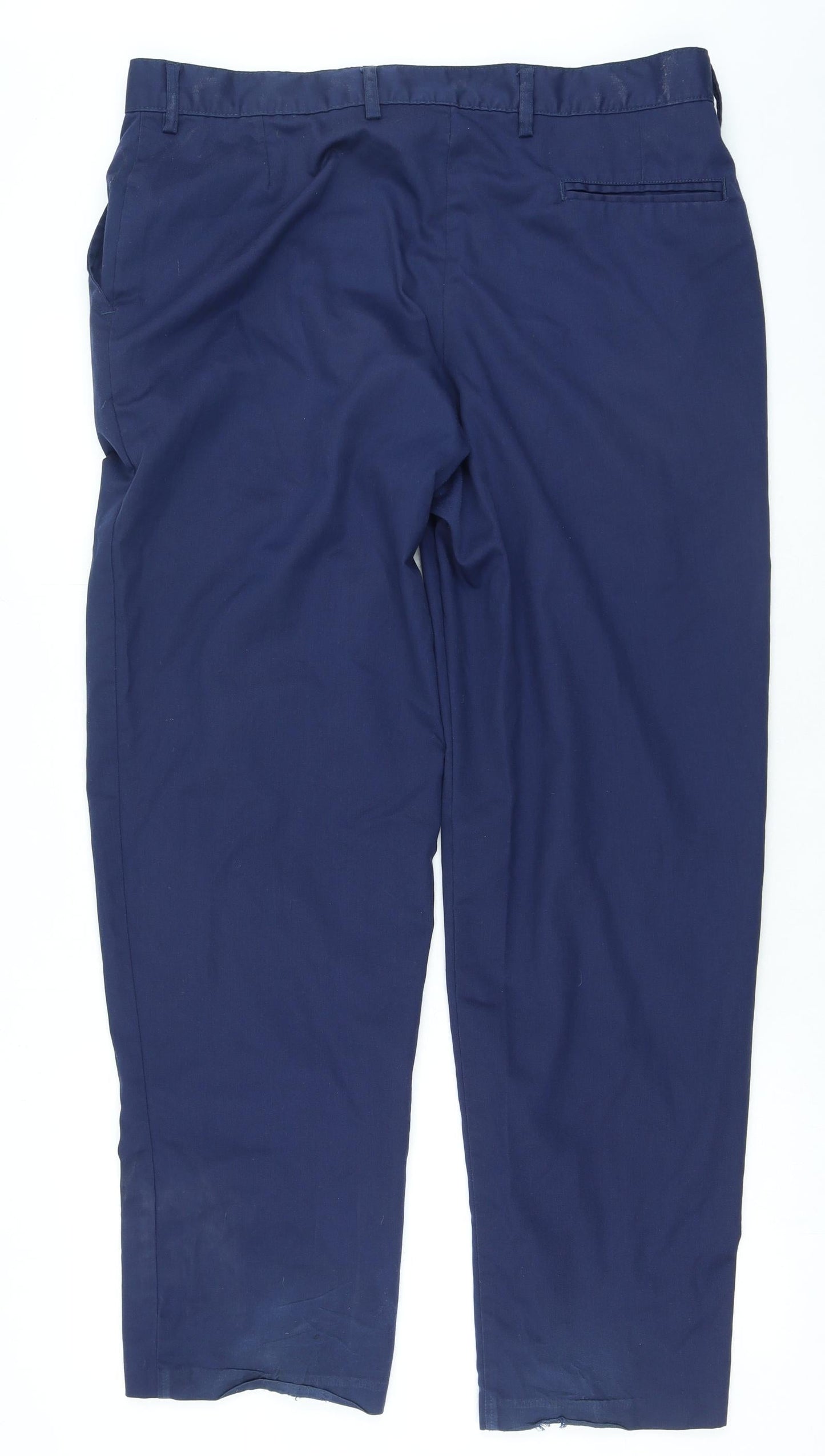 Preworn Womens Blue Polyester Trousers Size 38 in L32 in Regular Zip