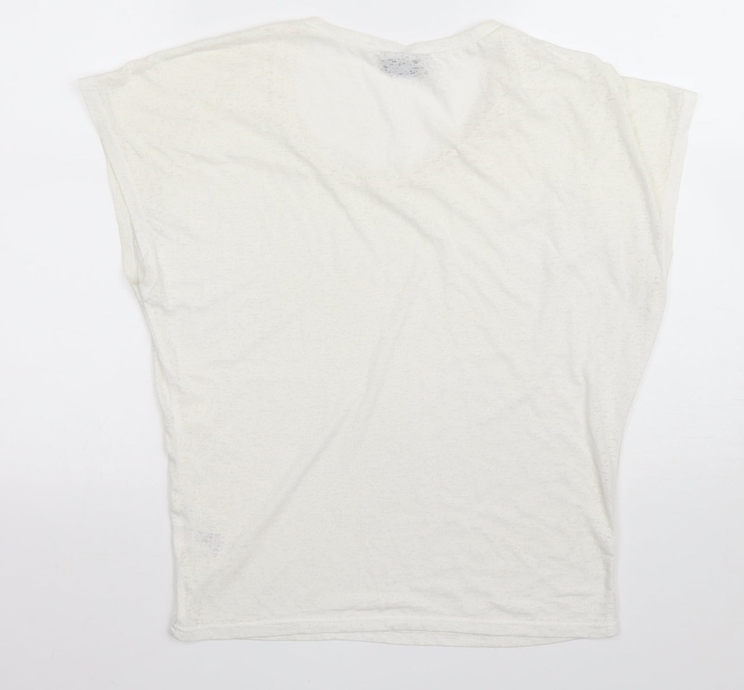 Topshop Womens Ivory Polyester Basic T-Shirt Size 6 Scoop Neck