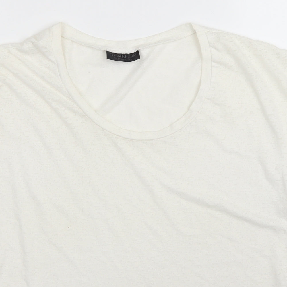 Topshop Womens Ivory Polyester Basic T-Shirt Size 6 Scoop Neck