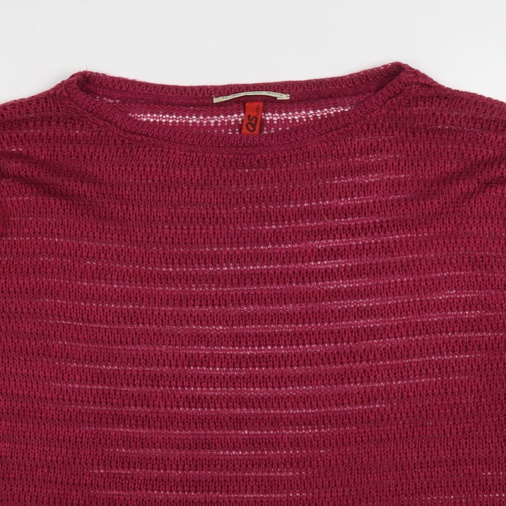 QS by s.Oliver Womens Purple Round Neck Polyester Pullover Jumper Size S