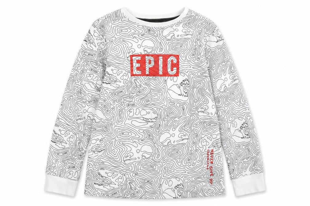 F&F Boys Ivory Camouflage Cotton Pullover Sweatshirt Size 8-9 Years - Dinosaur bone print