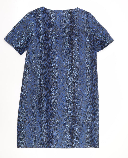 Piknik Womens Blue Geometric Polyester Shift Size 14 Round Neck Pullover
