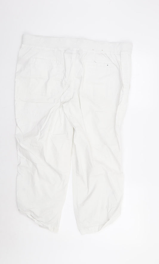 Khakis & Co Womens White Cotton Cropped Trousers Size 14 L23 in Regular Zip