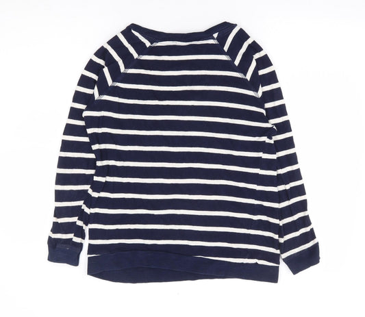 Zara Womens Blue Striped 100% Cotton Pullover Sweatshirt Size S Pullover