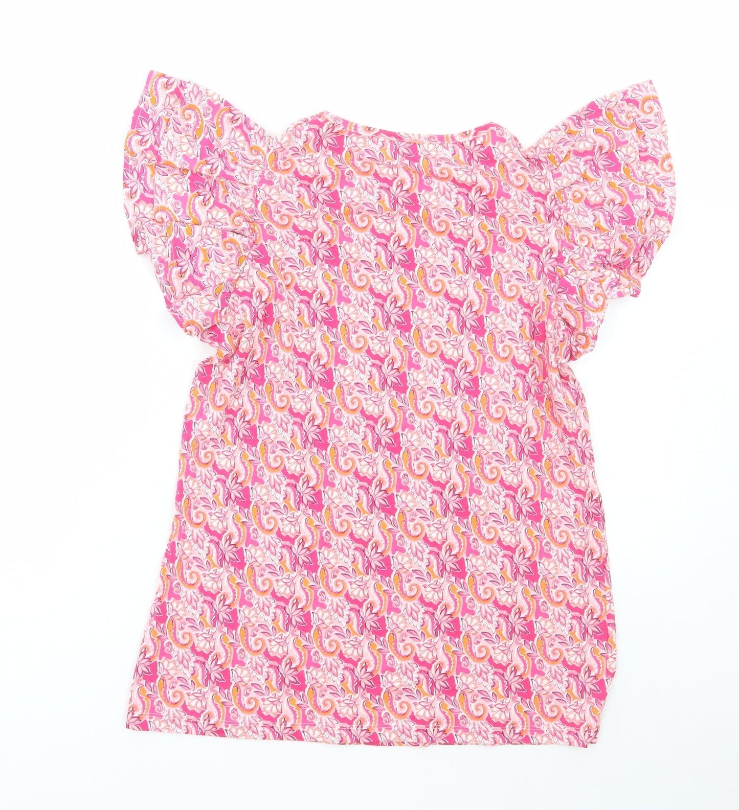 Savida Womens Pink Paisley Cotton Basic T-Shirt Size M Round Neck