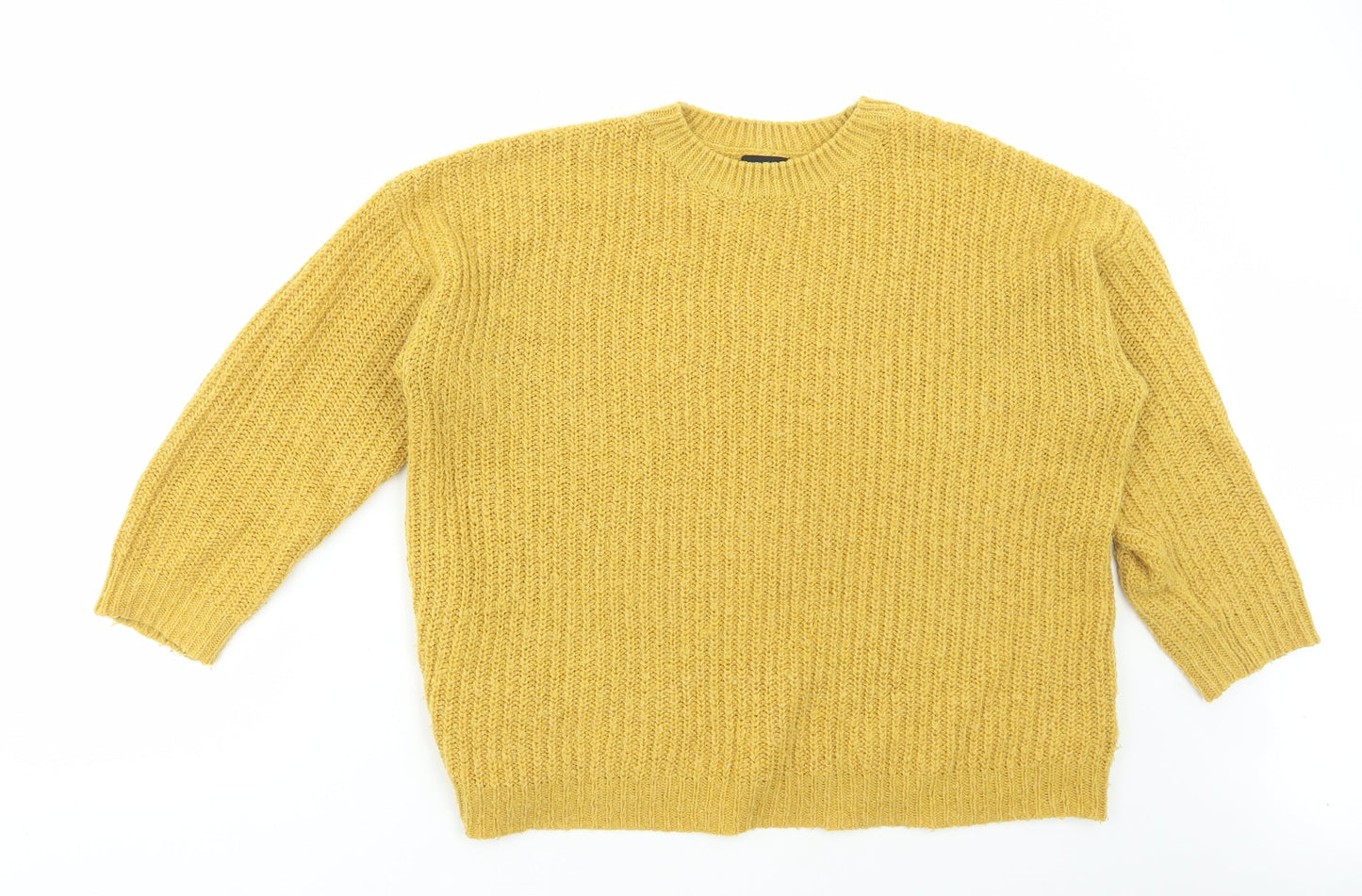 New Look Womens Yellow Crew Neck Acrylic Pullover Jumper Size M