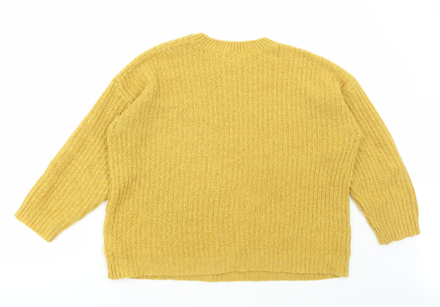 New Look Womens Yellow Crew Neck Acrylic Pullover Jumper Size M