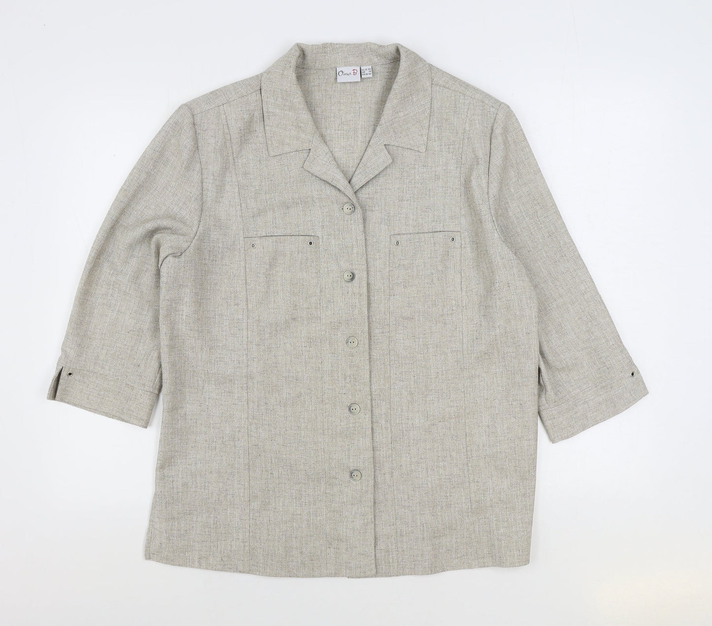 Oscar B Womens Beige Jacket Blazer Size 16 Button