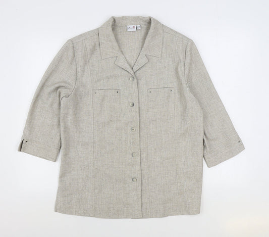 Oscar B Womens Beige Jacket Blazer Size 16 Button