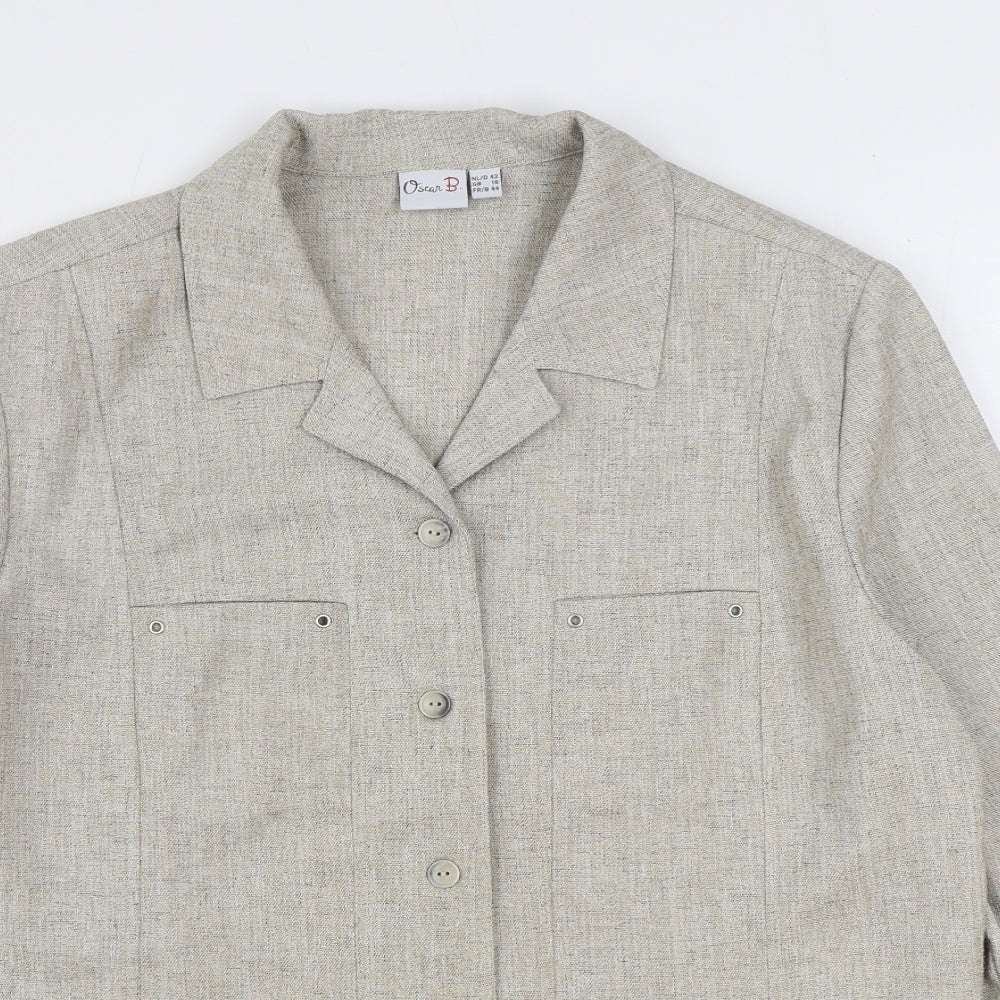 Oscar B Womens Beige Jacket Blazer Size 16 Button