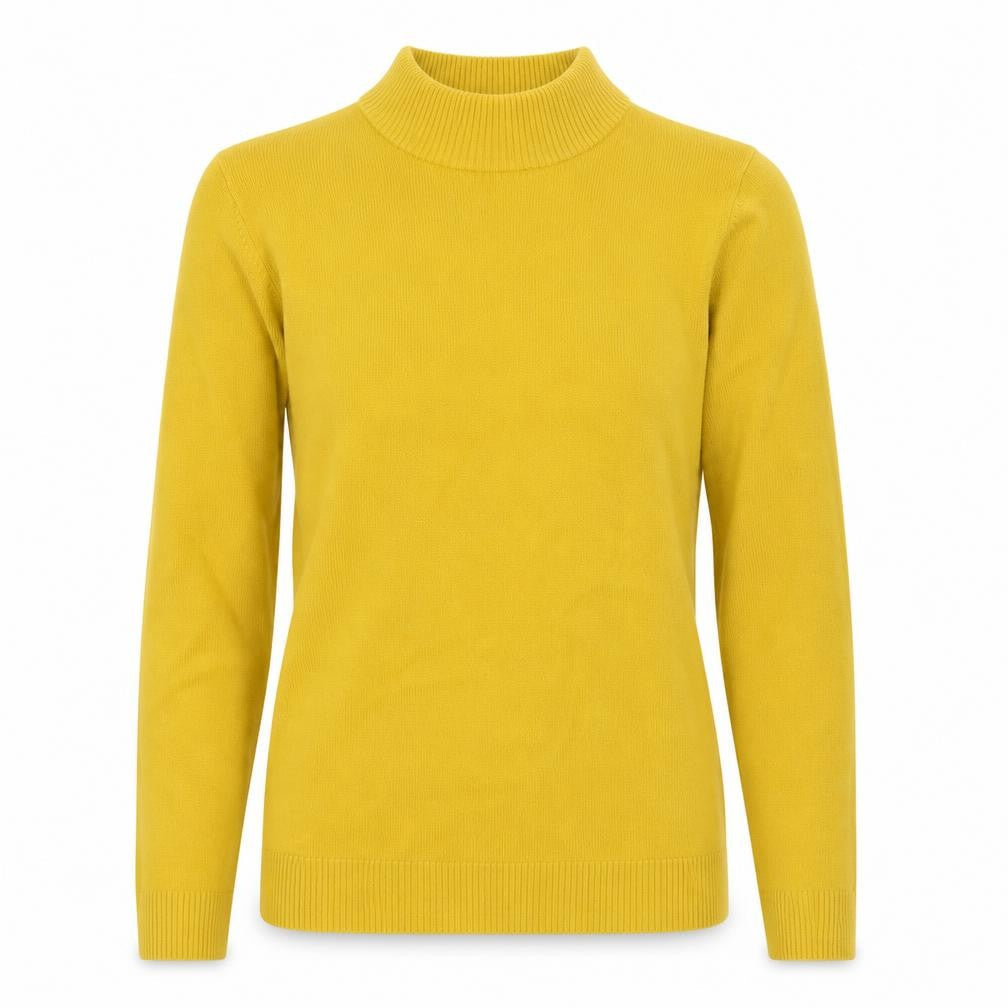 Damart Womens Yellow Mock Neck Acrylic Pullover Jumper Size 10