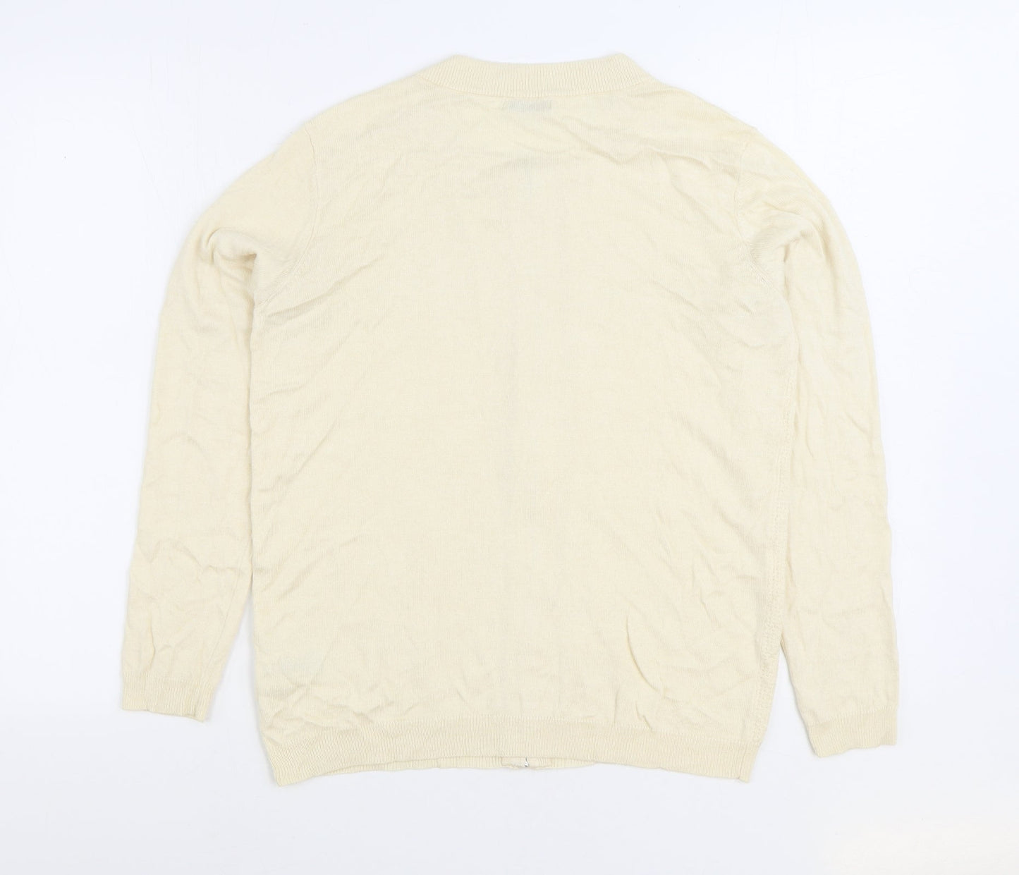 Damart Womens White Round Neck Viscose Cardigan Jumper Size 10