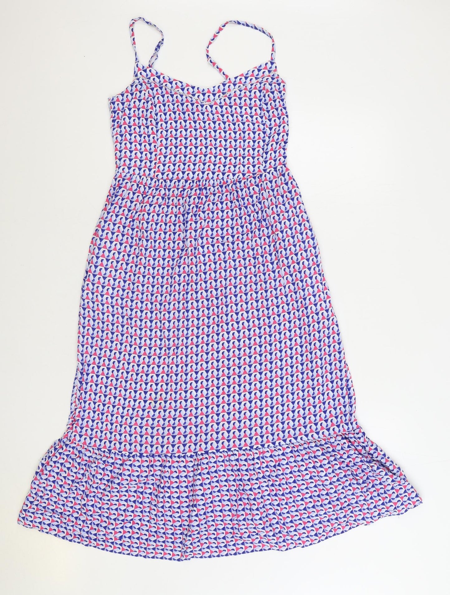Marks and Spencer Womens Multicoloured Geometric Viscose Trapeze & Swing Size 8 Scoop Neck Pullover