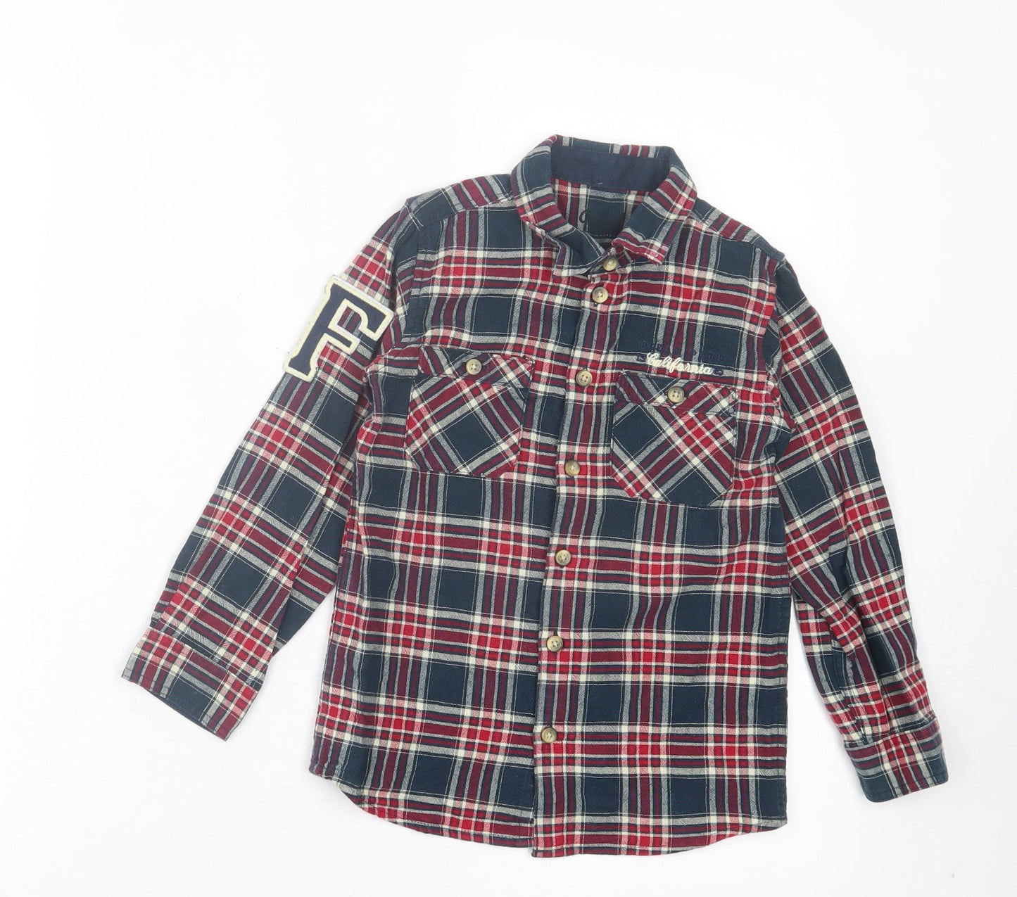 Primark Boys Blue Plaid Cotton Basic Button-Up Size 5-6 Years Collared Button - San Francisco
