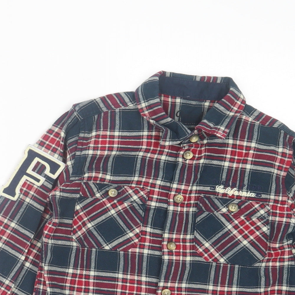 Primark Boys Blue Plaid Cotton Basic Button-Up Size 5-6 Years Collared Button - San Francisco