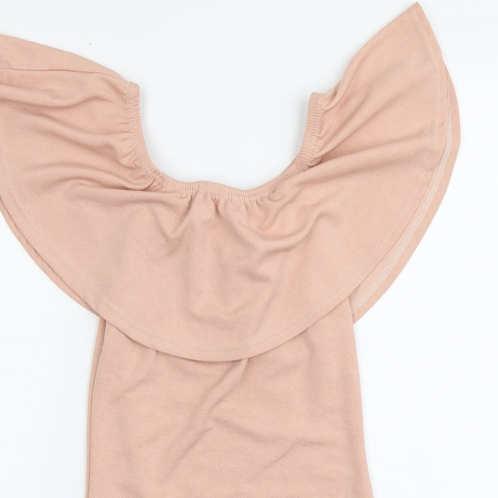 Exhibit Womens Pink Polyester Bodysuit One-Piece Size 10 Pullover