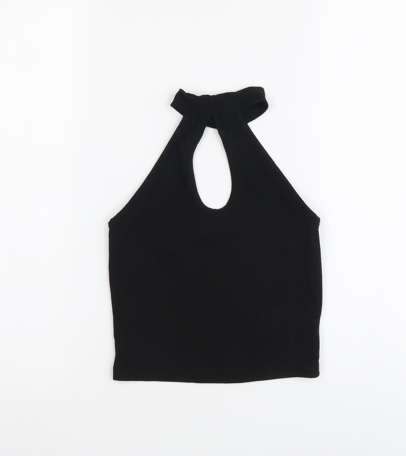 Miss Selfridge Womens Black Cotton Cropped Tank Size 8 Halter